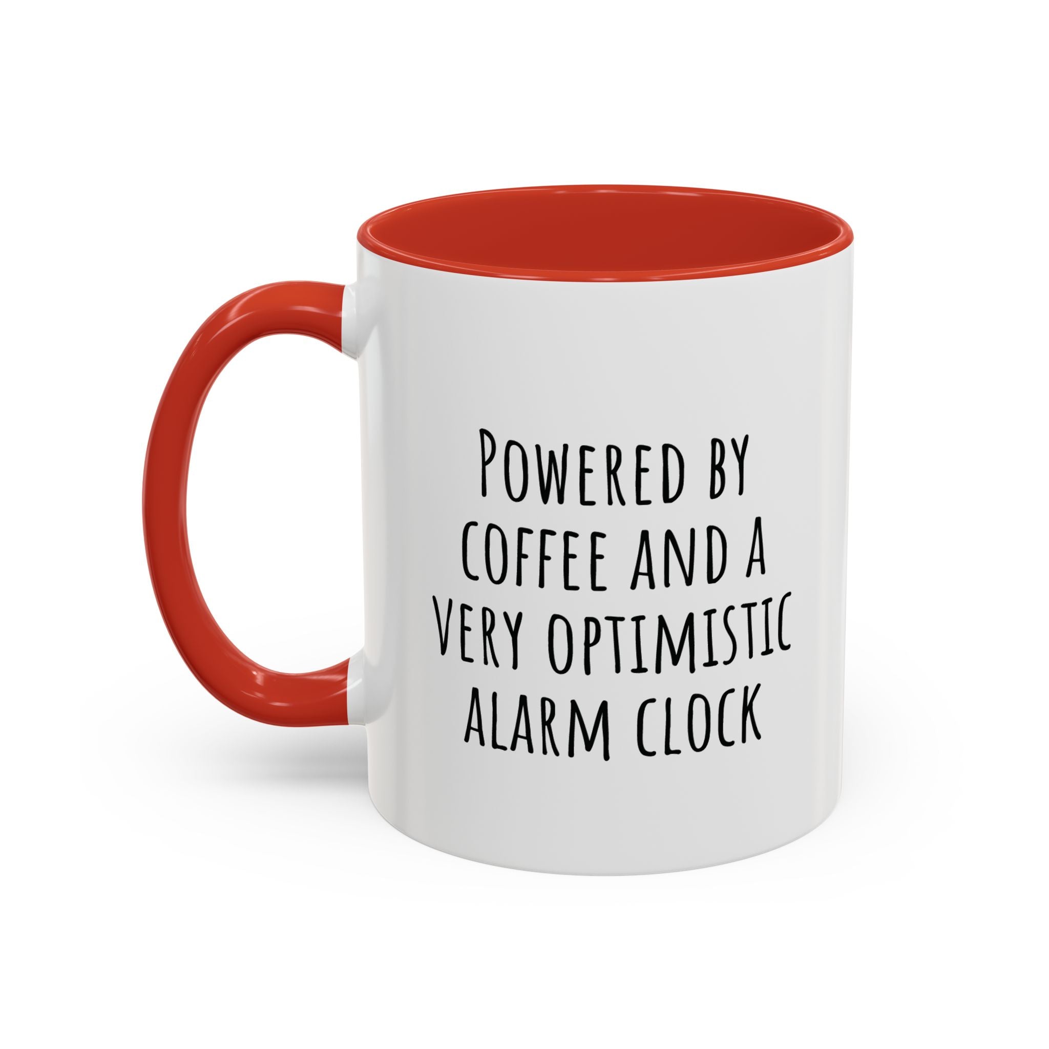 Personalized coffee mug on a desk with coffee