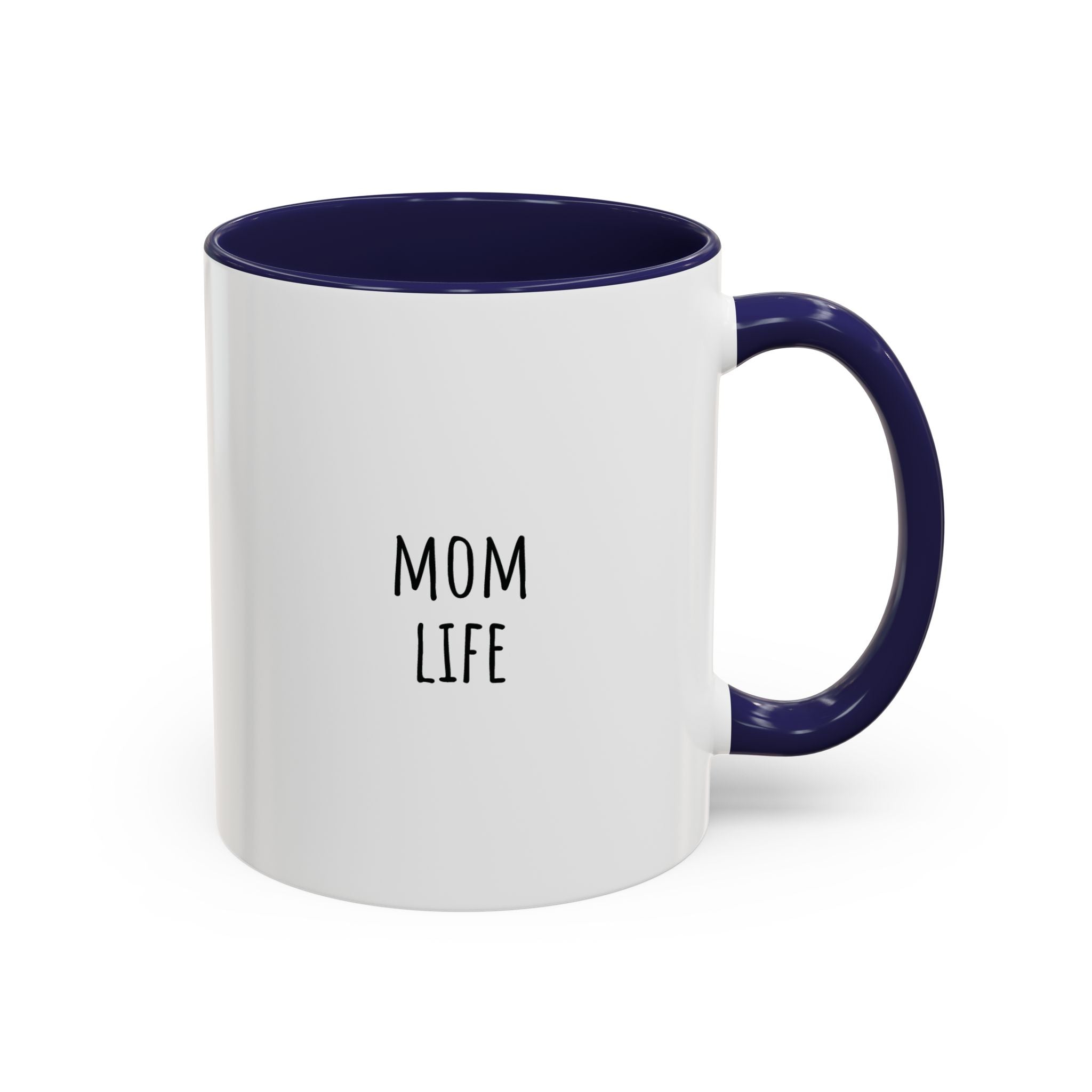 Personalized coffee mug with navy handle and interior