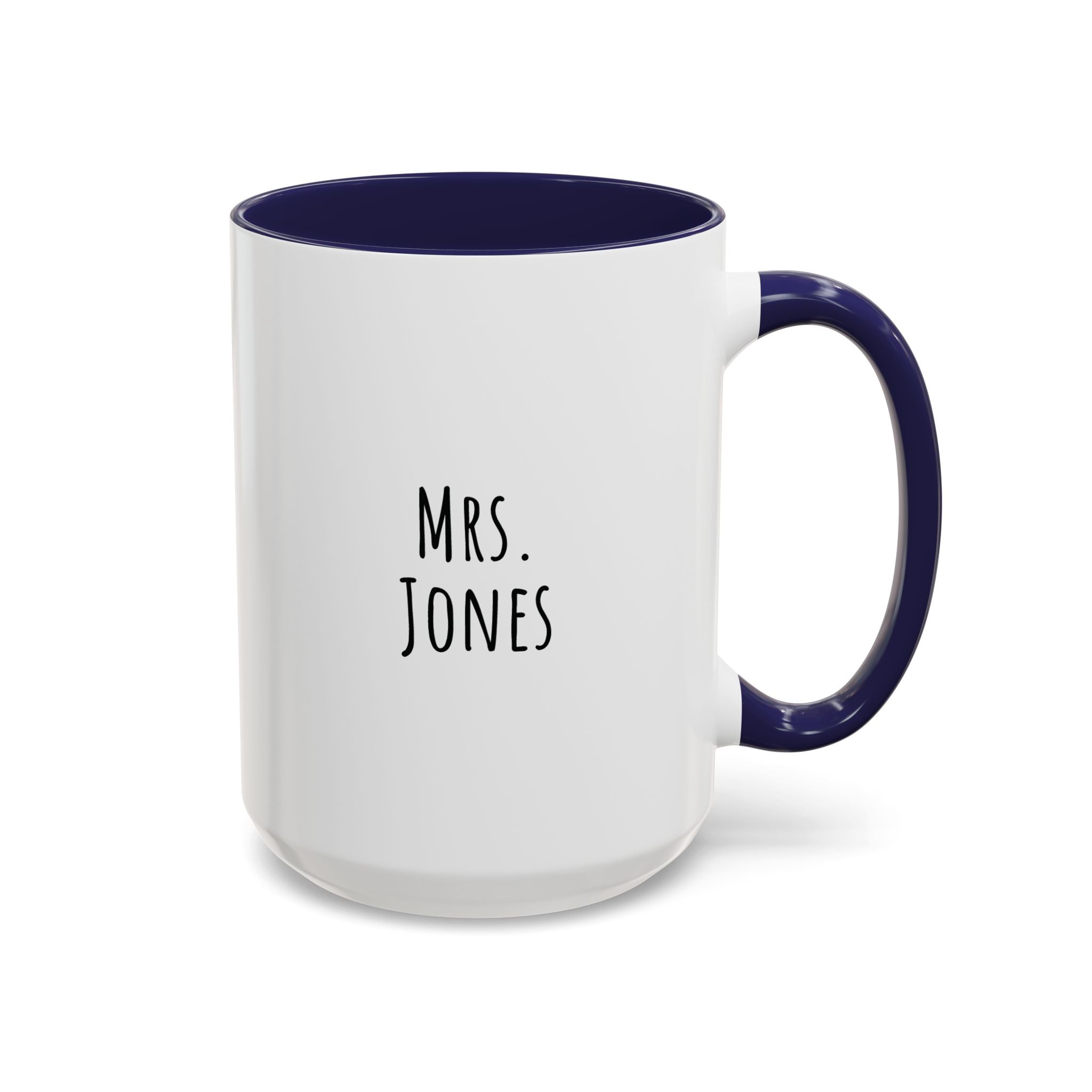 Personalized coffee mug with orange handle and interior