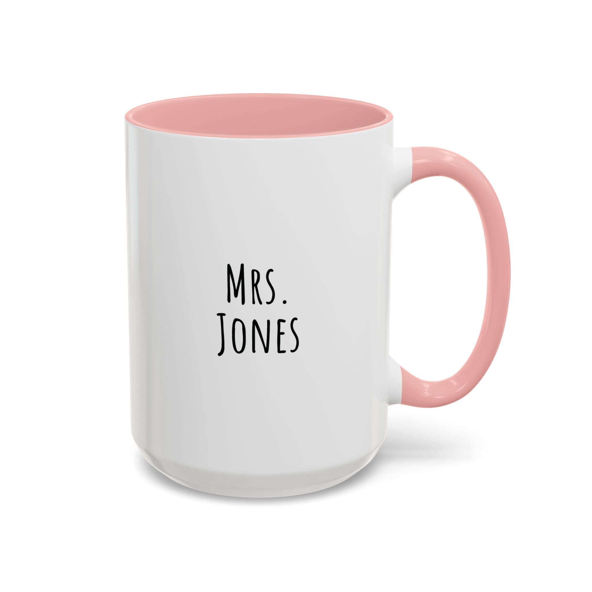 Personalized coffee mug with purple handle and interior