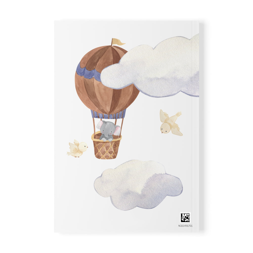 Personalized balloon bear notebook back cover with barcode