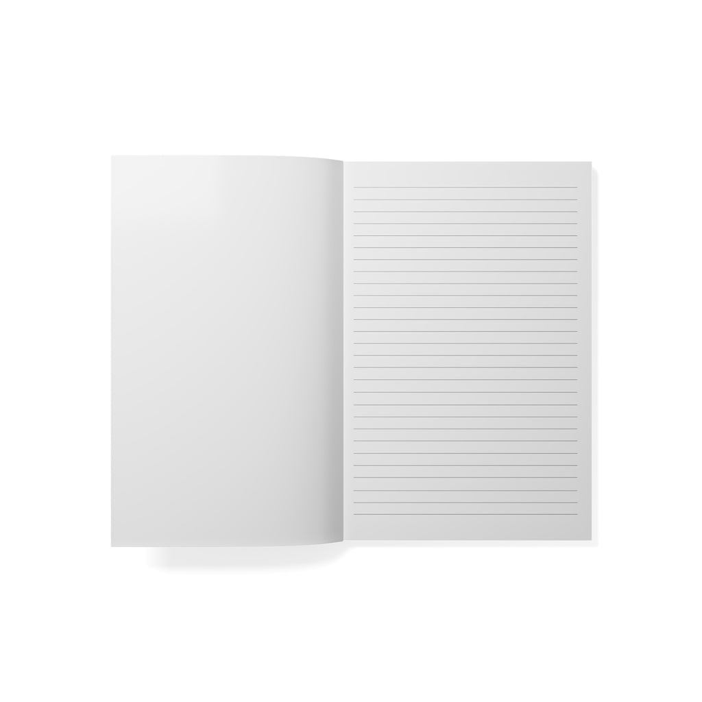 Close-up of lined pages inside personalized balloon bear notebook