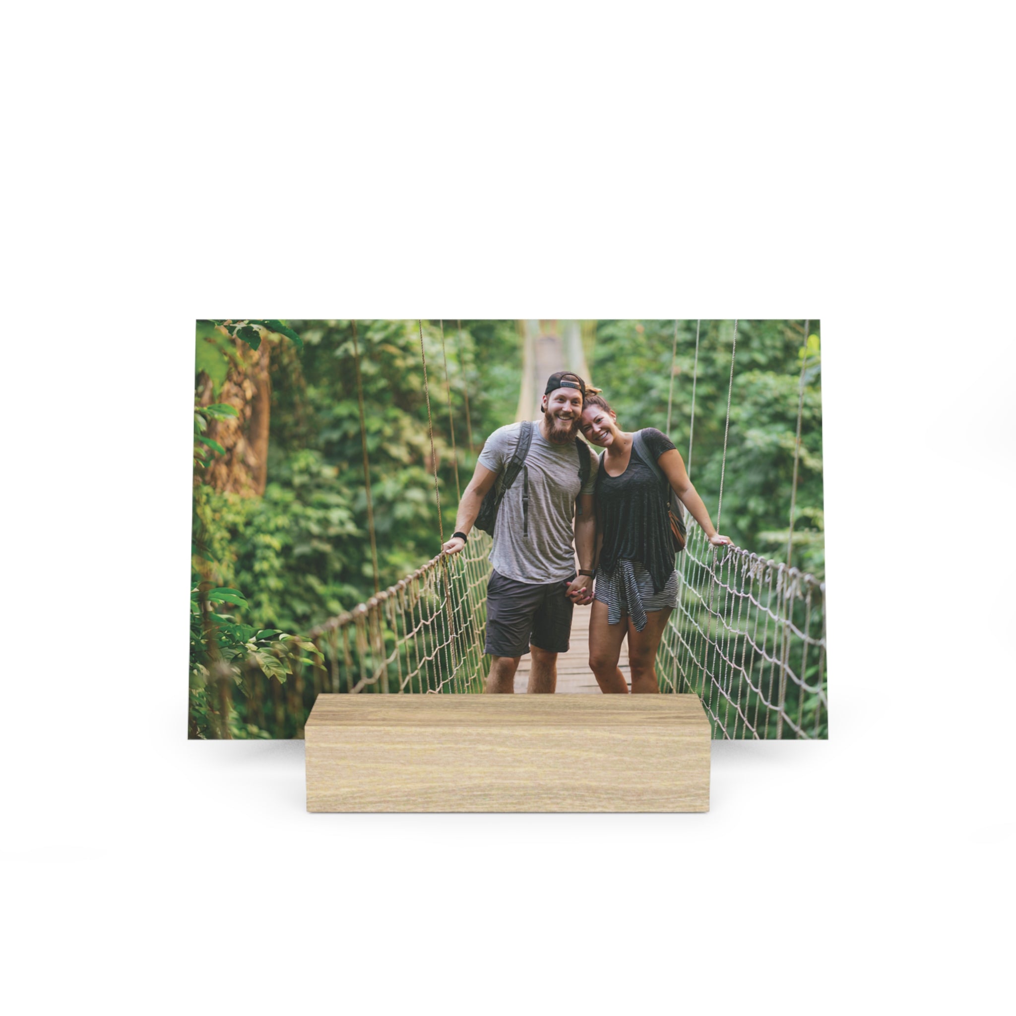 Personalized couple photo print with photo of couple on a jungle rope bridge