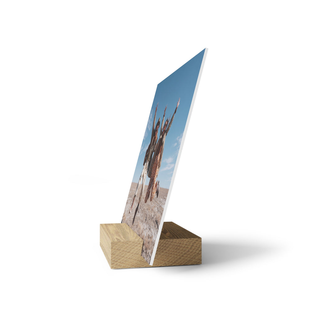 Personalized couple photo stand on a bedside table