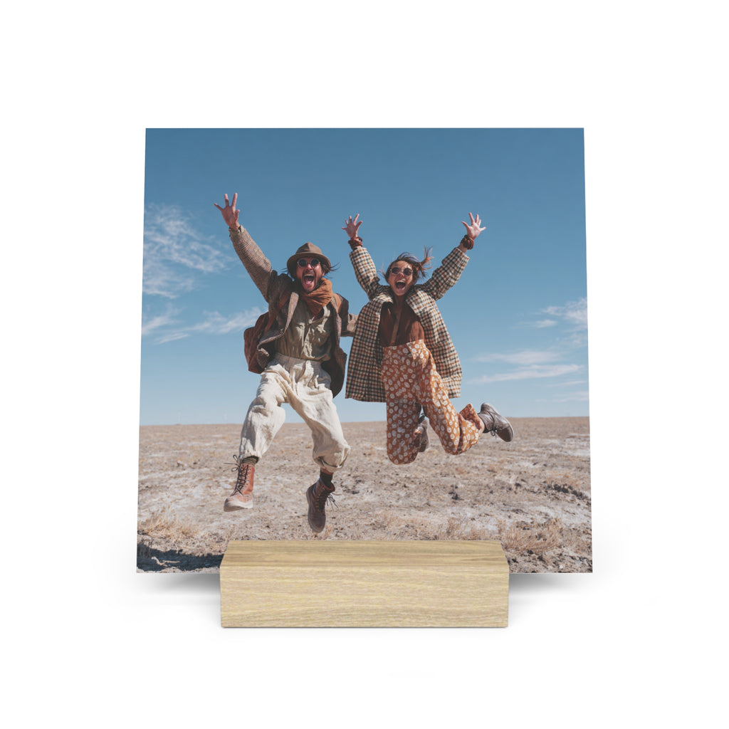 Personalized couple photo stand on a desk