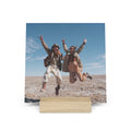 Personalized couple photo stand on a desk