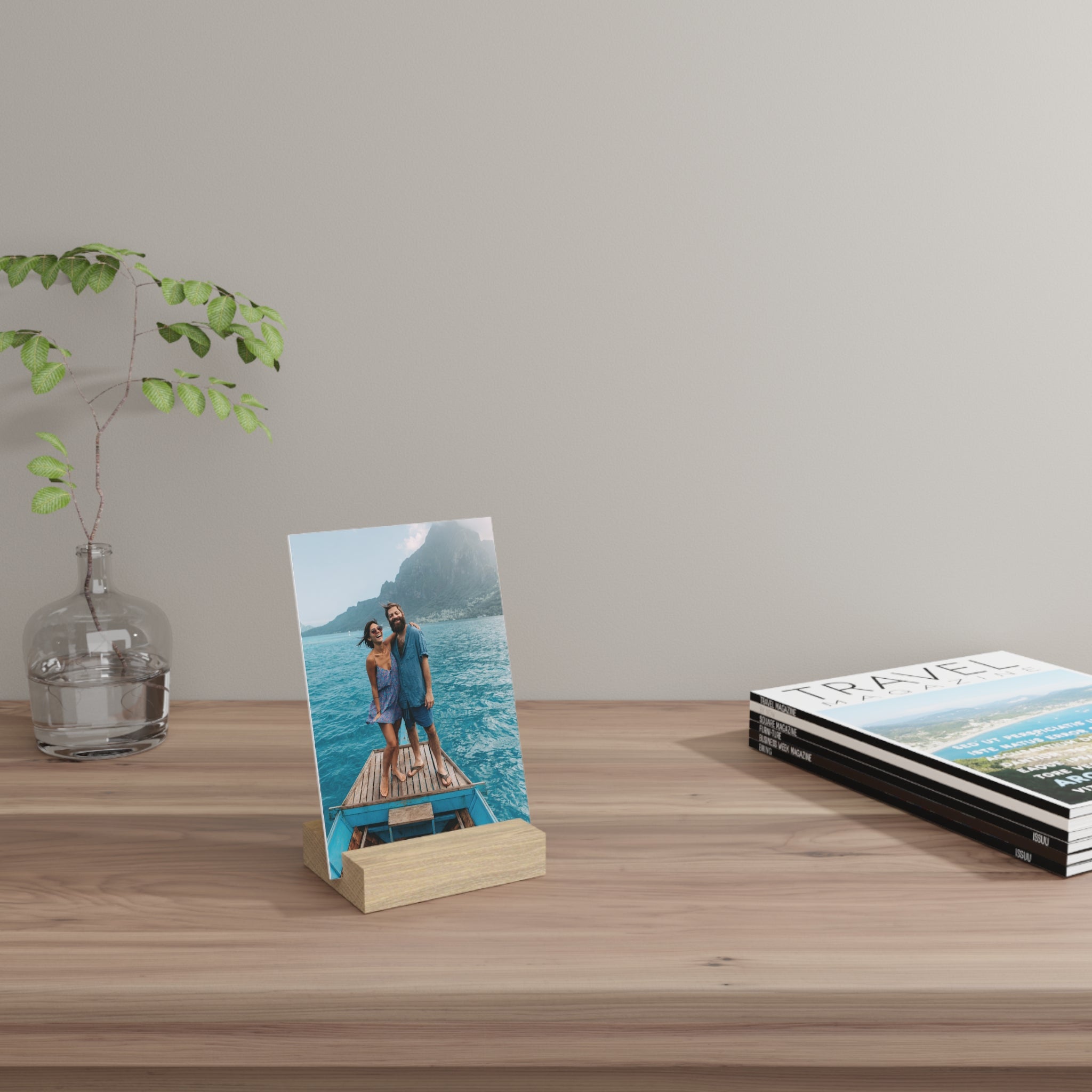 Personalized couple photo stand in the 11 by 14 inch size