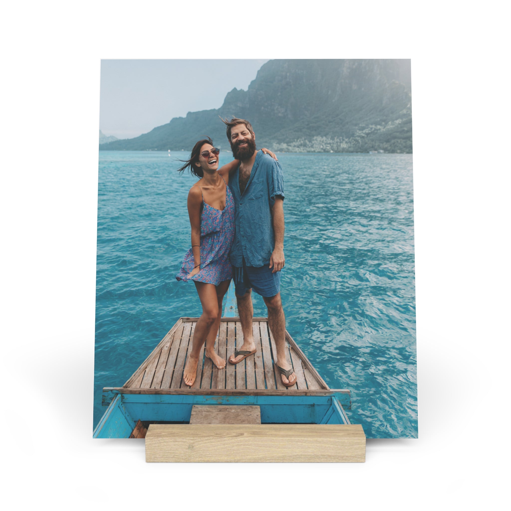 Personalized couple photo stand in the 4 by 6 inch size