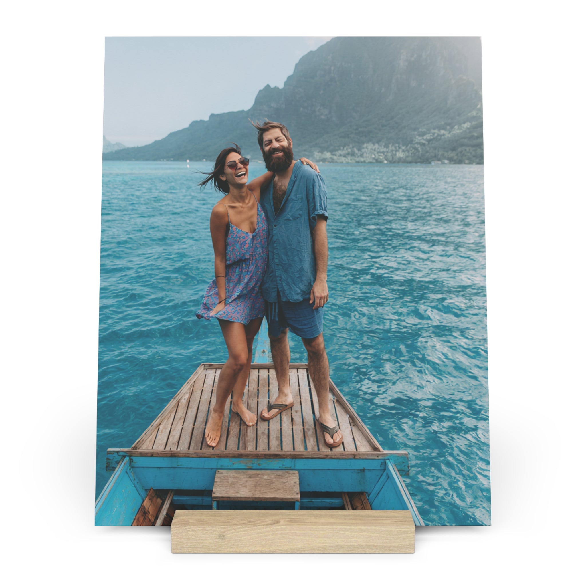 Personalized couple photo stand in the 5 by 7 inch size