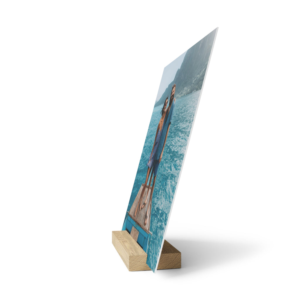 Personalized couple photo stand close-up of print detail