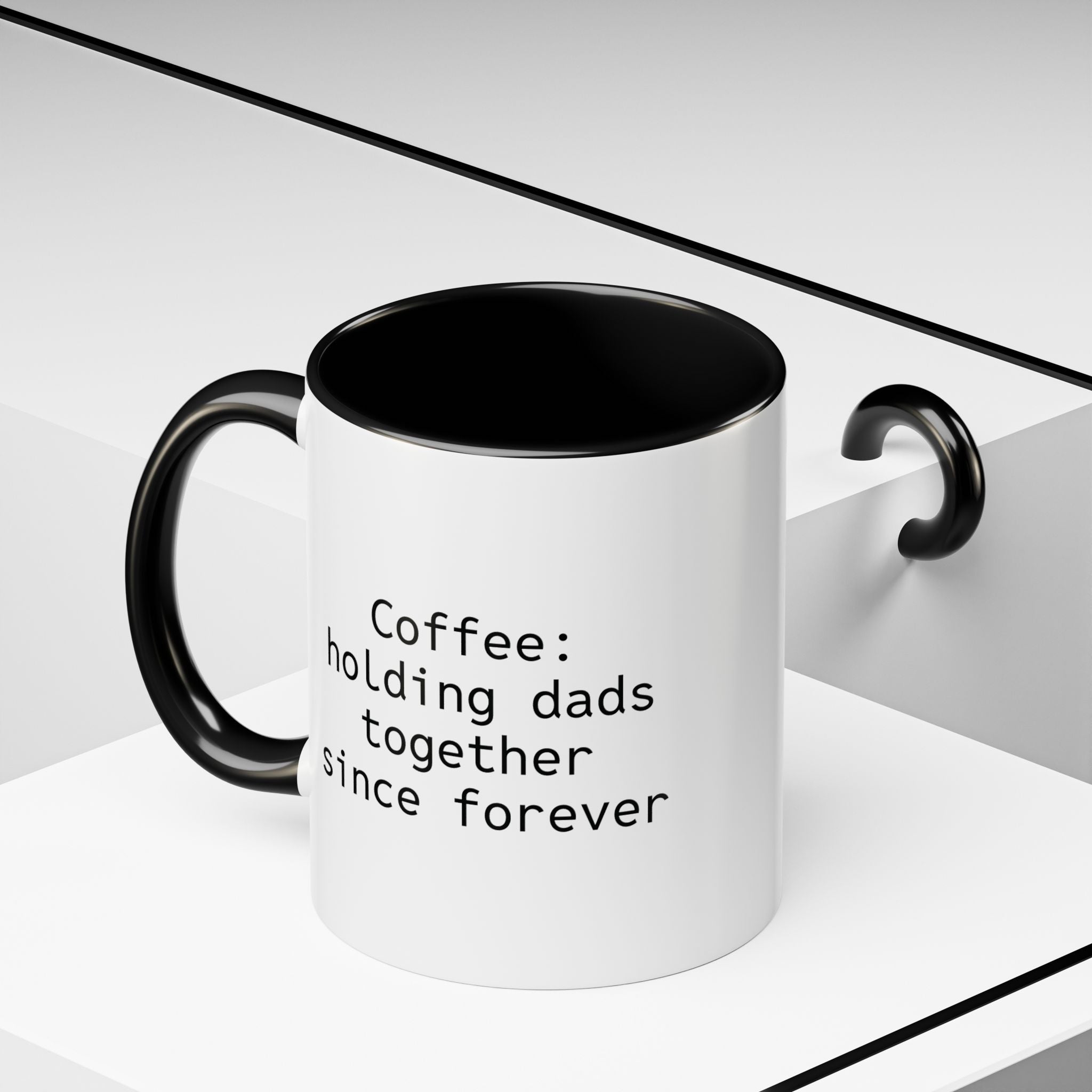 Personalized dad coffee mug on a kitchen counter