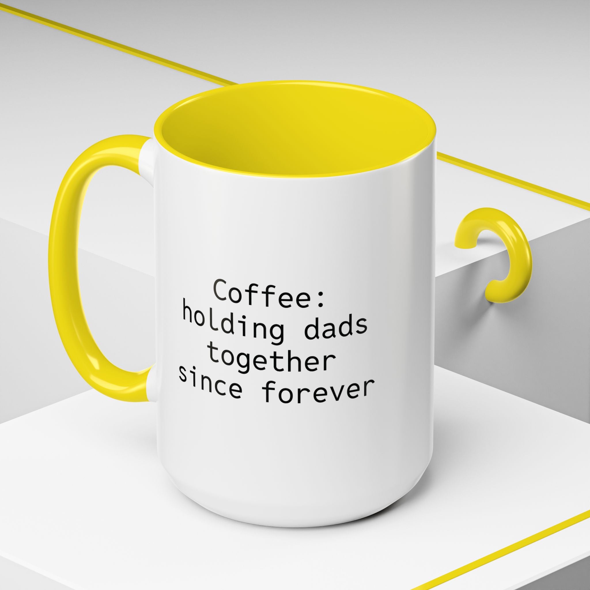 Close-up of print detail on personalized dad mug