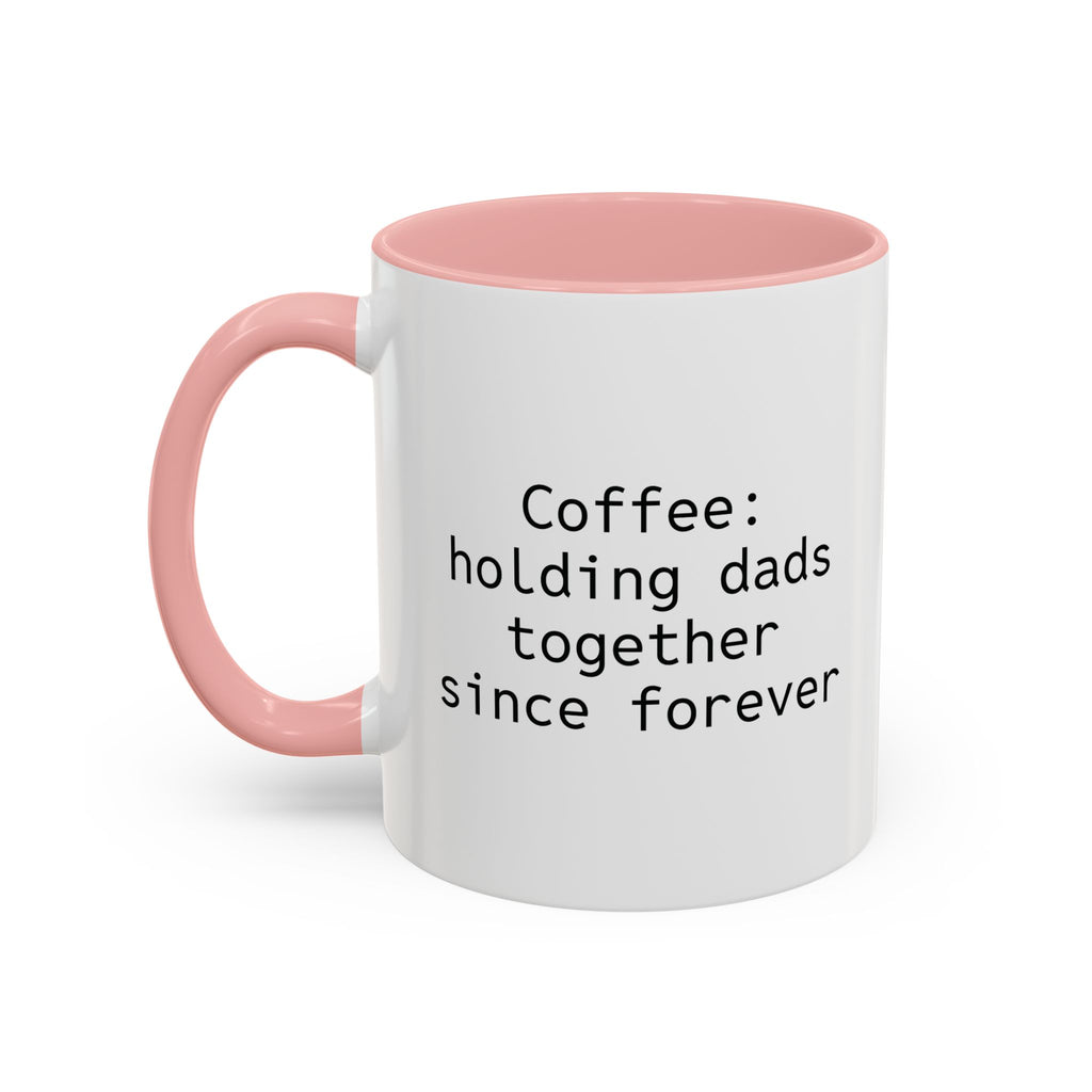 Side view of personalized dad mug showing C-handle
