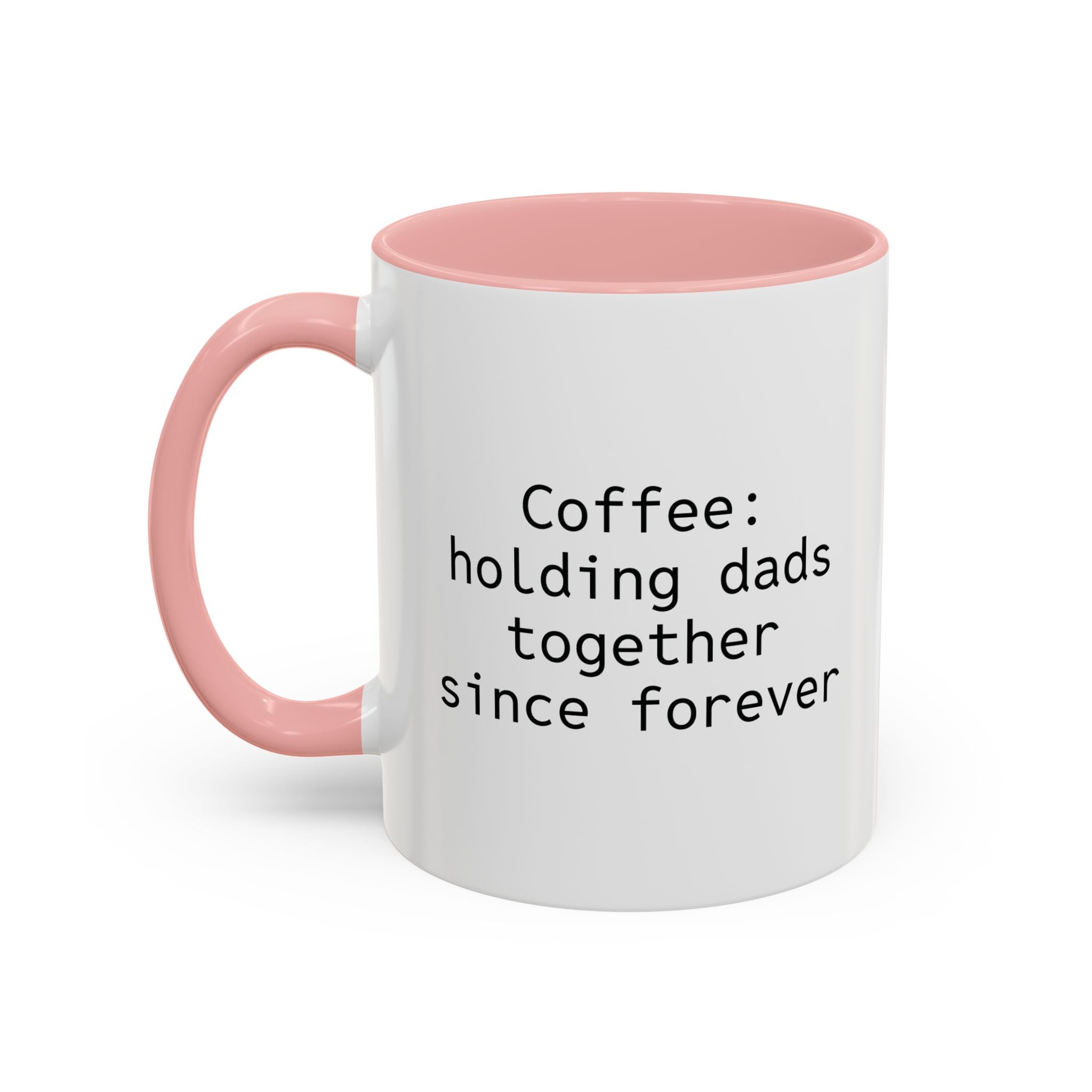 Side view of personalized dad mug showing C-handle