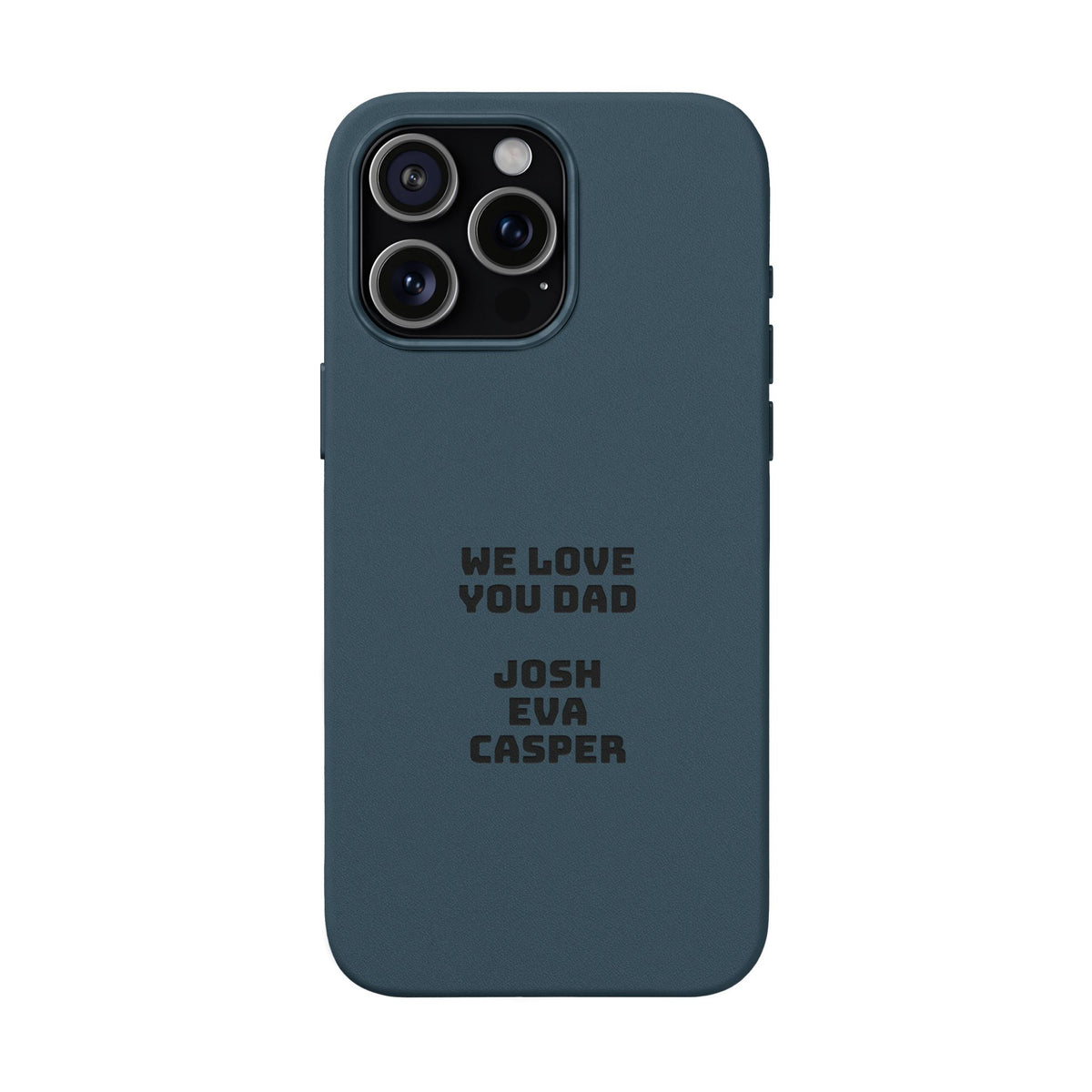 Personalized dad phone case navy showing camera cutout detail