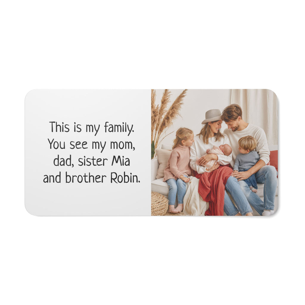 Personalized family board book showing rounded corners