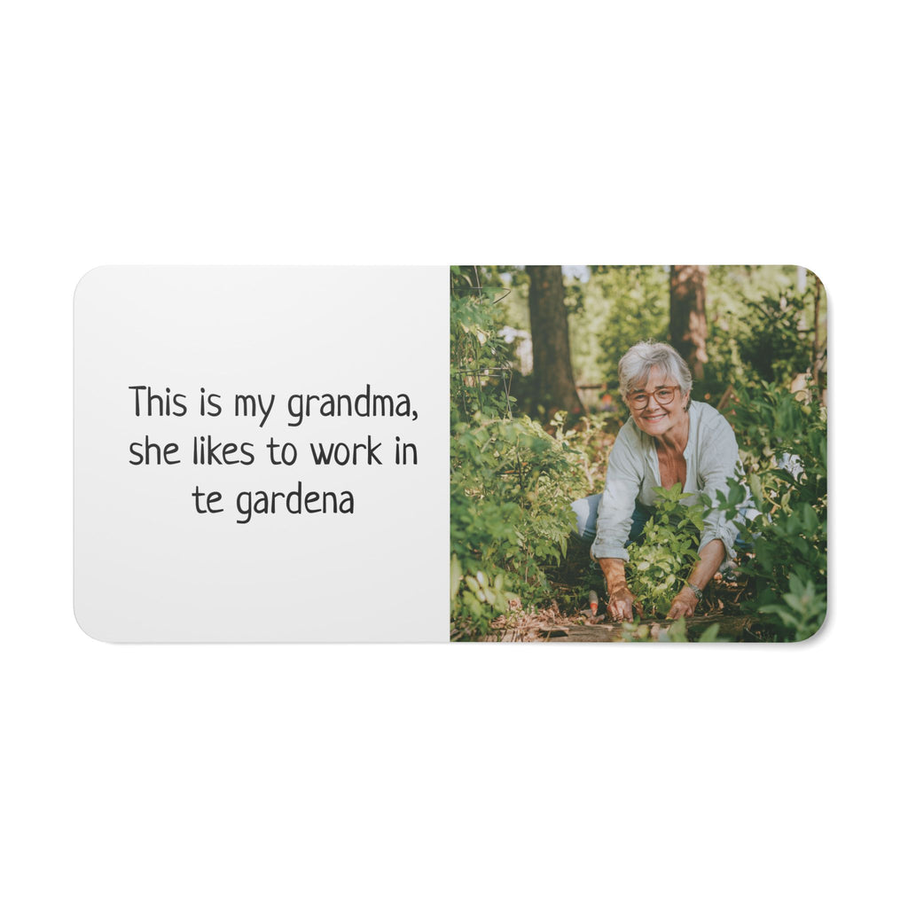 Personalized family board book showing multiple pages fanned out