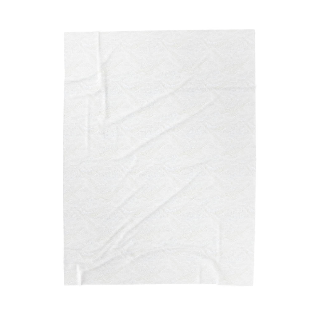 Personalized family photo blanket draped over shoulders