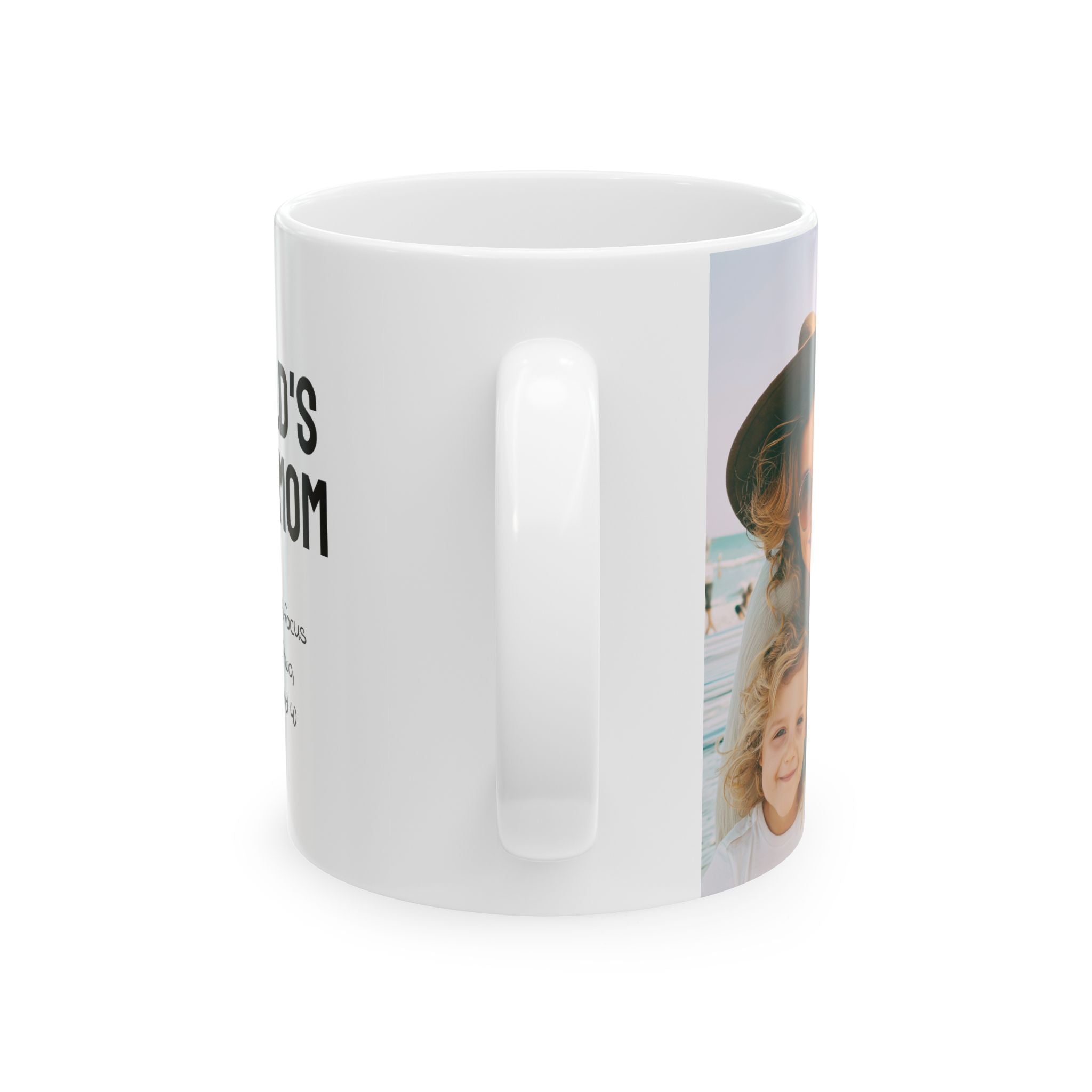 Close-up of personalized family selfie photo mug print detail