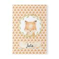 Personalized fox notebook cover with hand-painted fox in a wreath and custom name