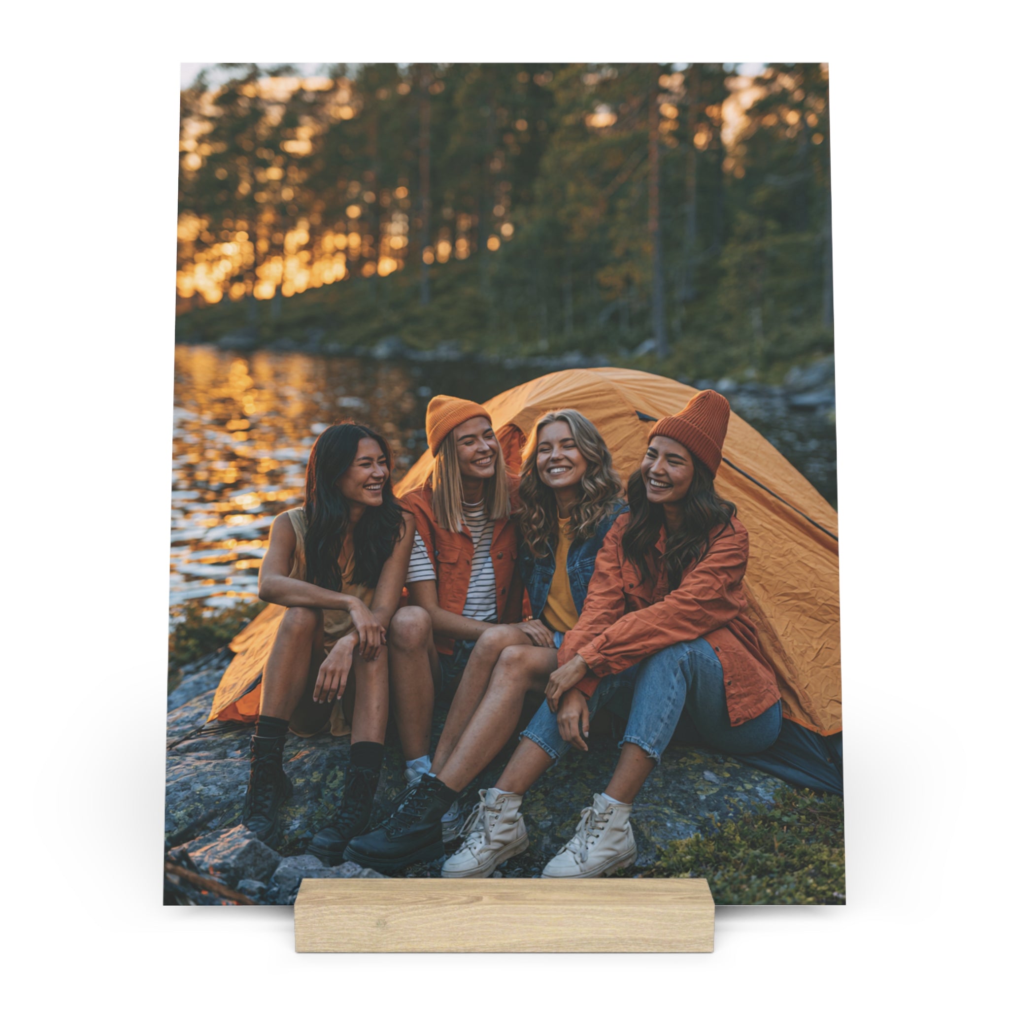 Personalized friends photo stand in the 5 by 7 inch size