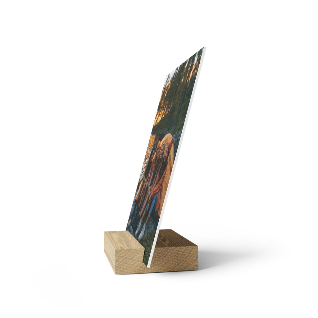 Personalized friends photo stand on a bedside table