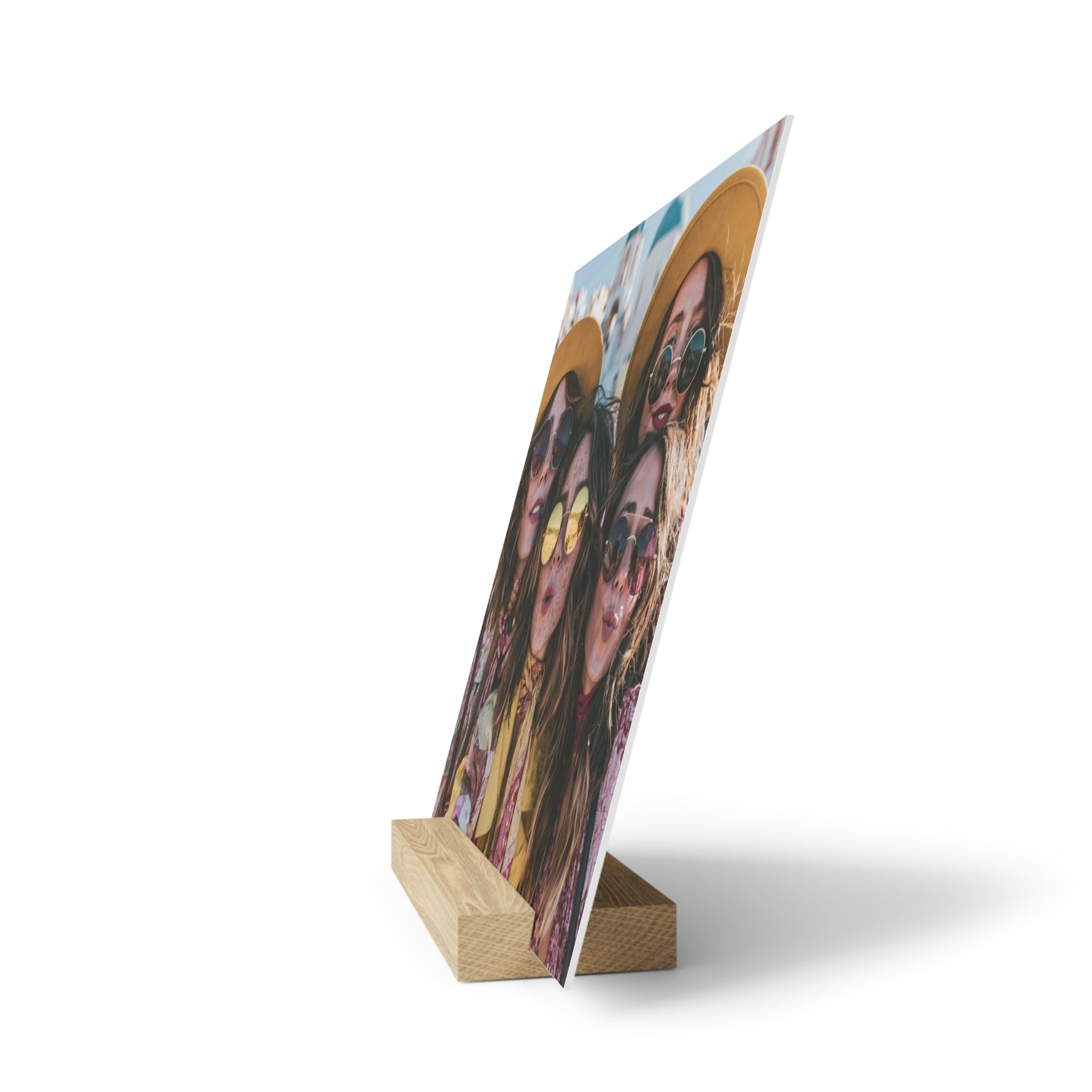 Personalized friends photo stand in the 8 by 8 inch size