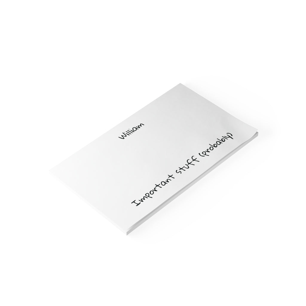 Personalized funny sticky note pad 10x6 inch angled view