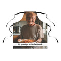 Personalized grandpa photo apron with photo of grandpa holding pasta and My grandpa is the best cook text
