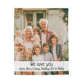 Personalized grandparents photo blanket with family portrait and We love you message