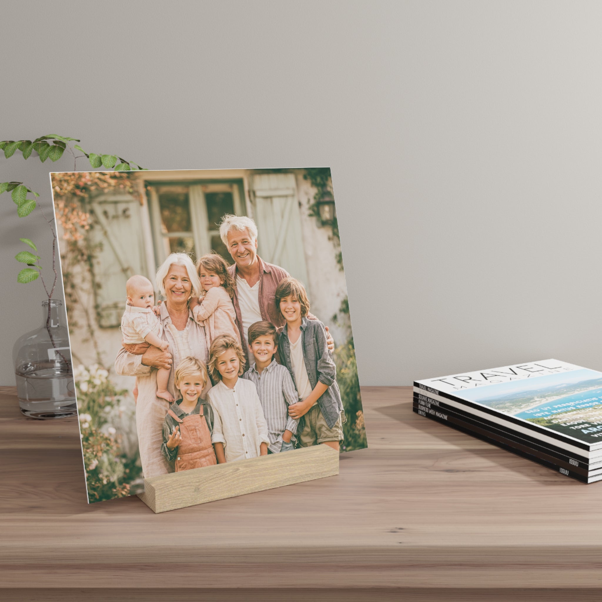Personalized grandparents photo stand in the 10 by 10 inch size