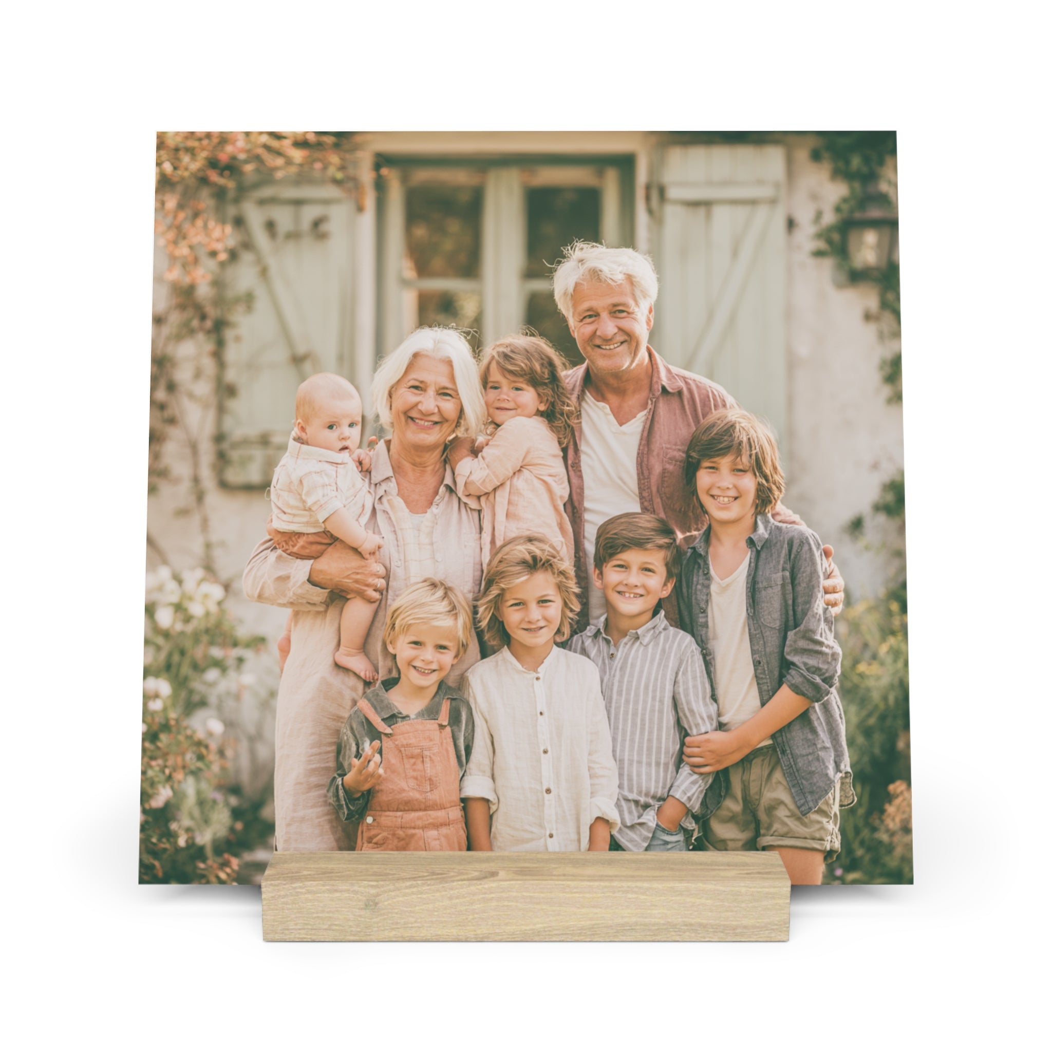 Personalized grandparents photo stand with photo of grandparents and grandchildren