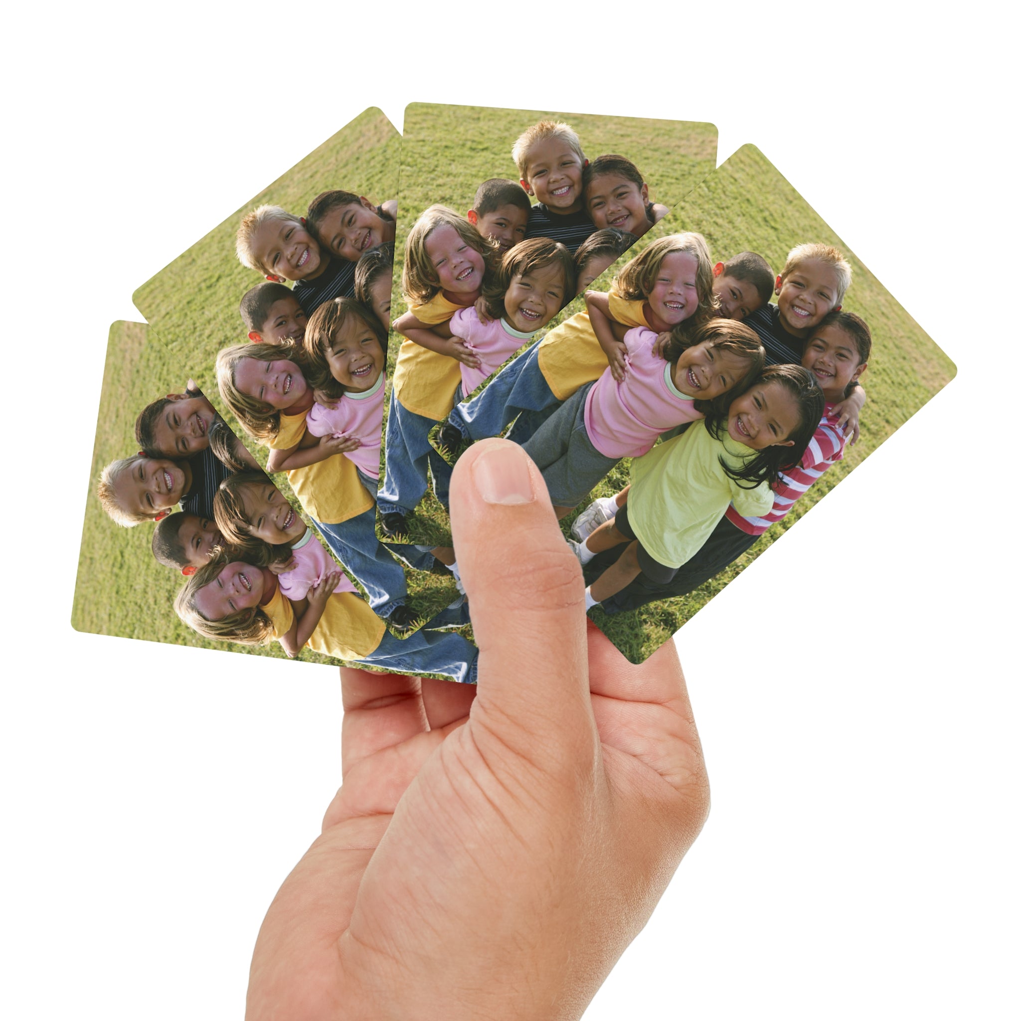 Personalized playing cards on a family game table