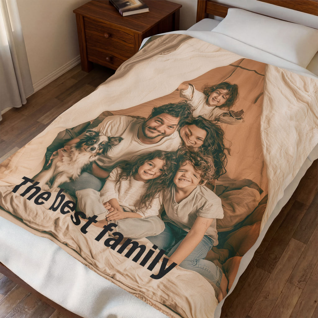 Size comparison of personalized mom photo blanket options