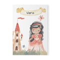 Personalized princess notebook cover with princess, castle, and custom name banner