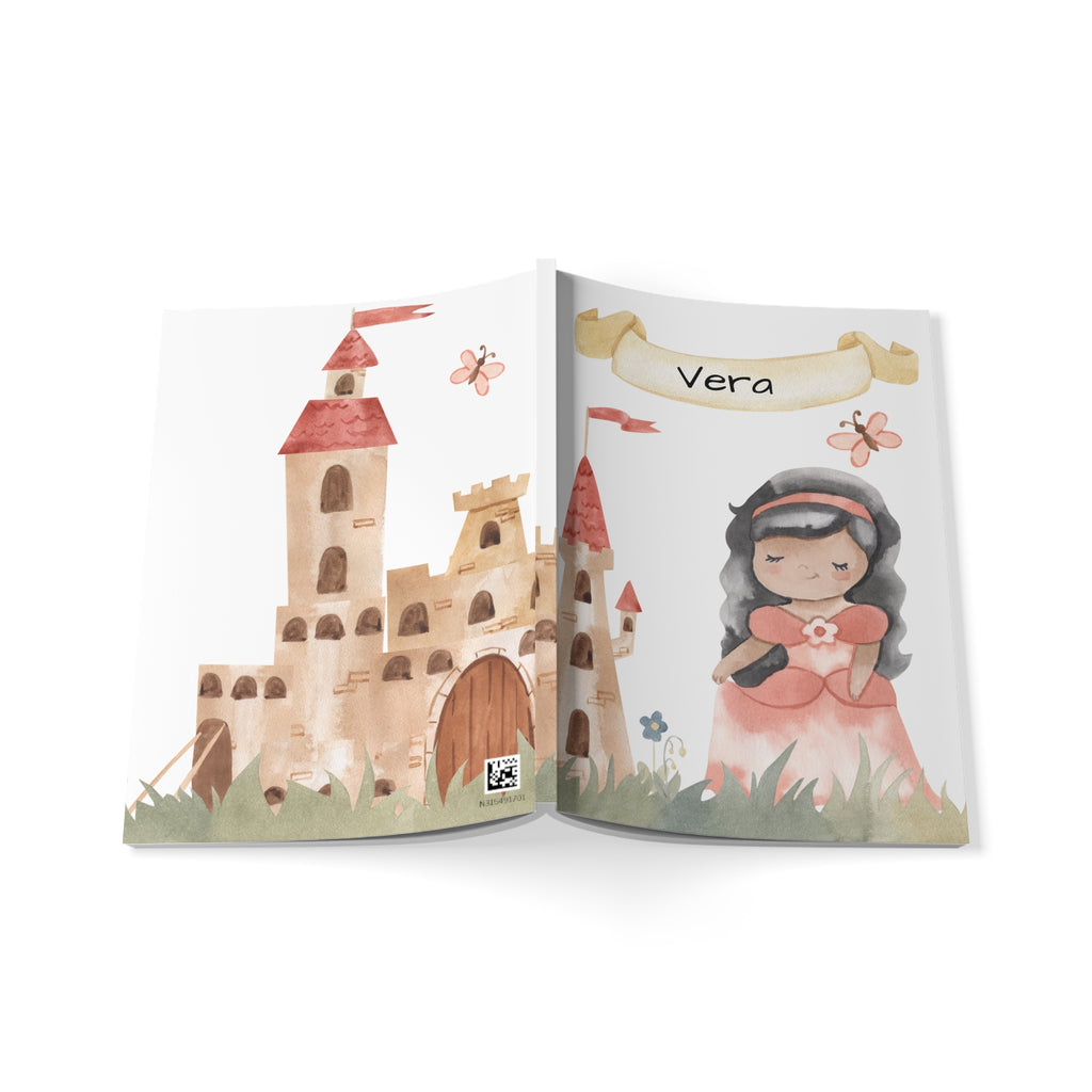 Personalized princess notebook displayed on a desk