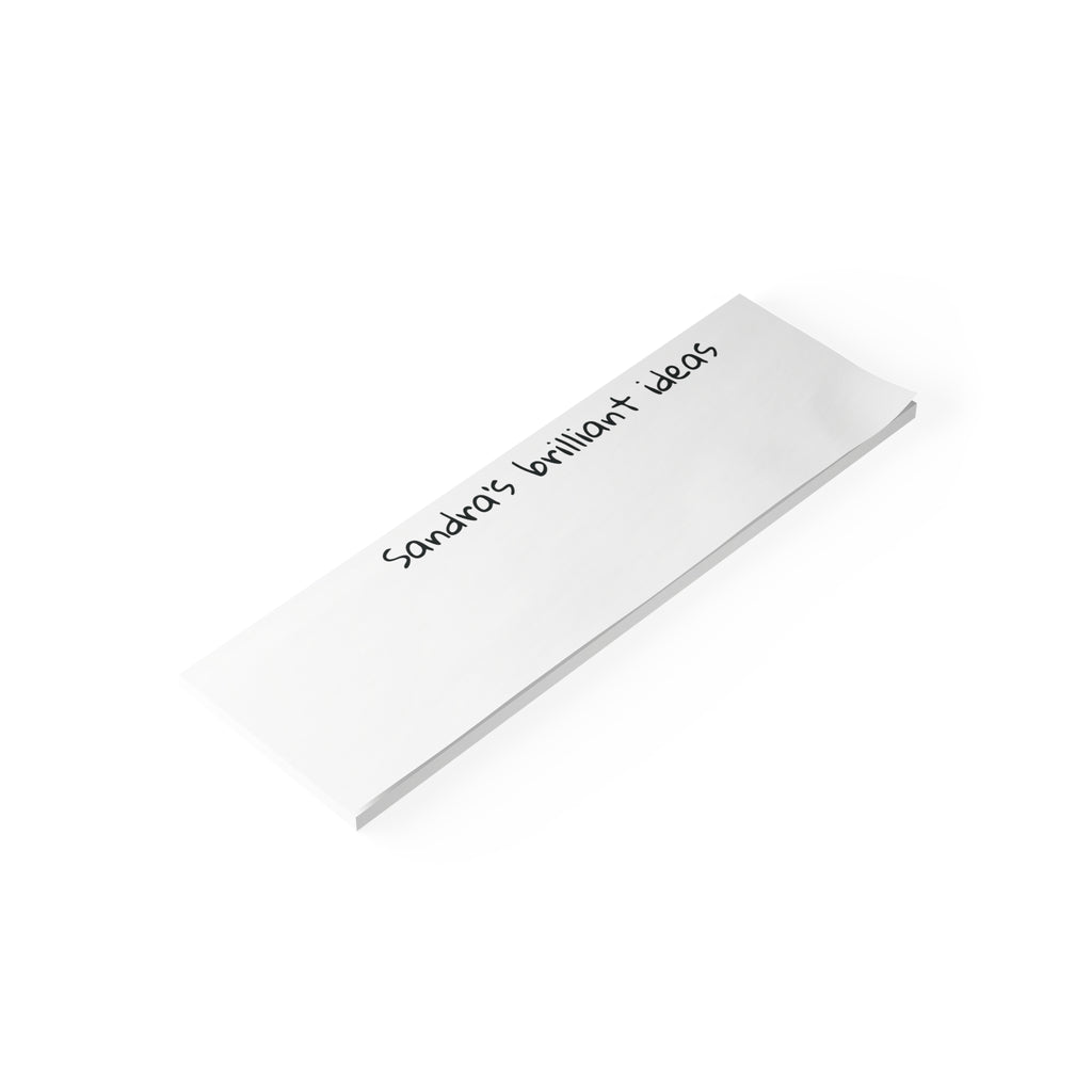 Personalized sticky note pad 10x3 inch angled view