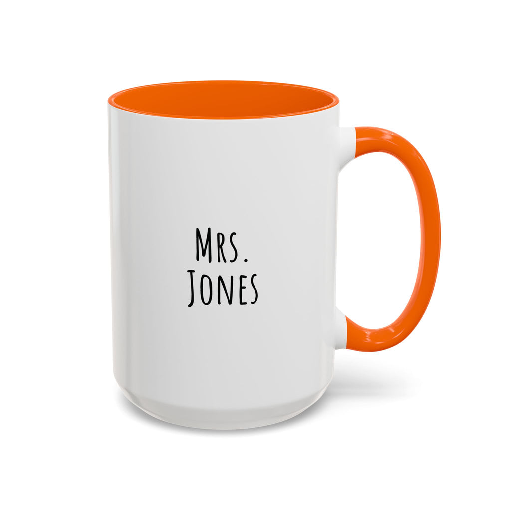 Personalized teacher mug on a wooden table