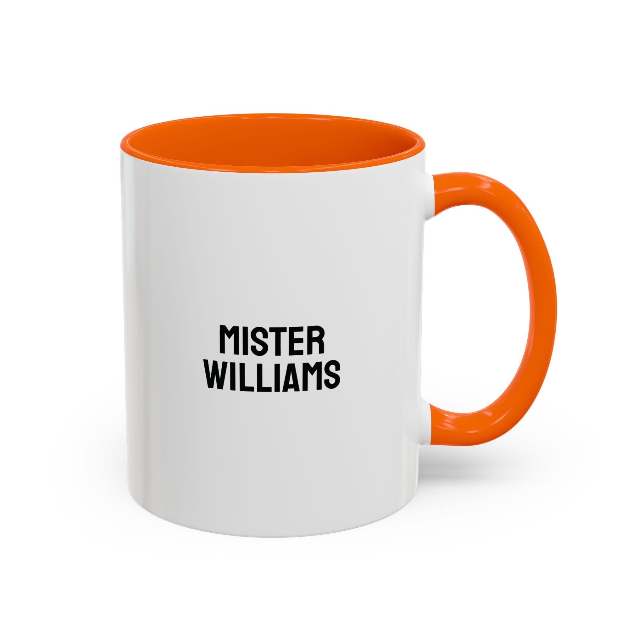 Personalized teacher coffee mug with purple handle and interior