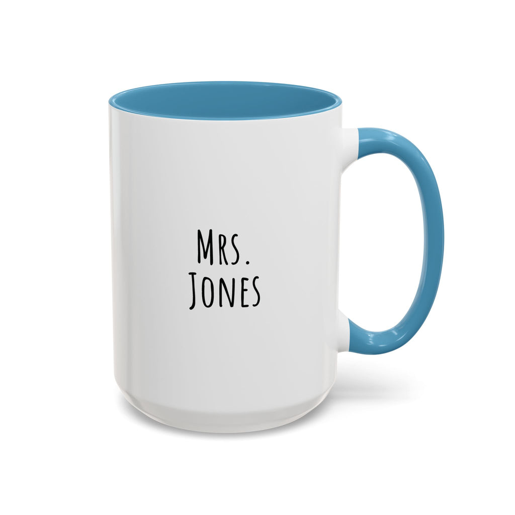 Close-up of glossy ceramic texture on personalized teacher mug