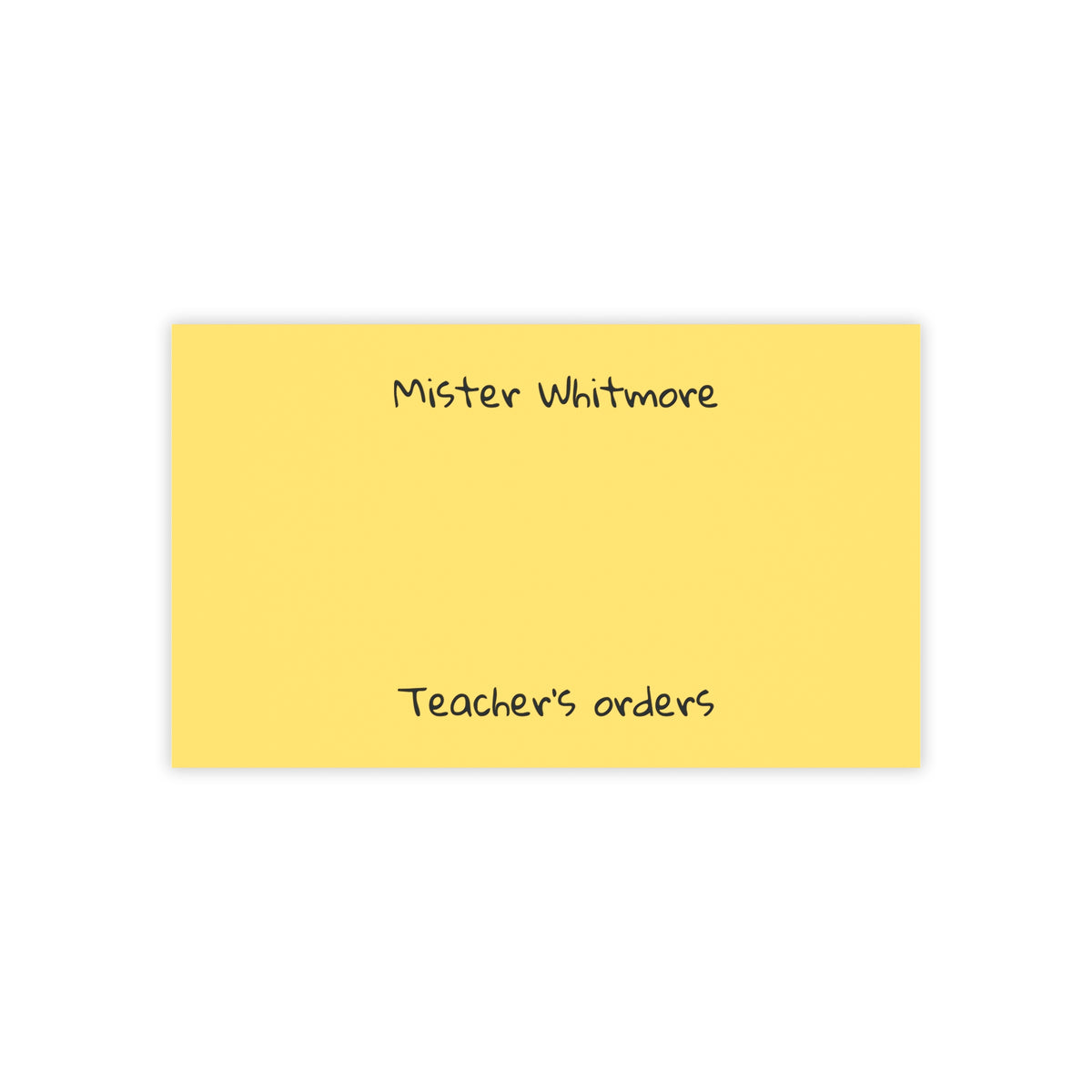 Personalized teacher sticky note pad 4x3 inch on a desk