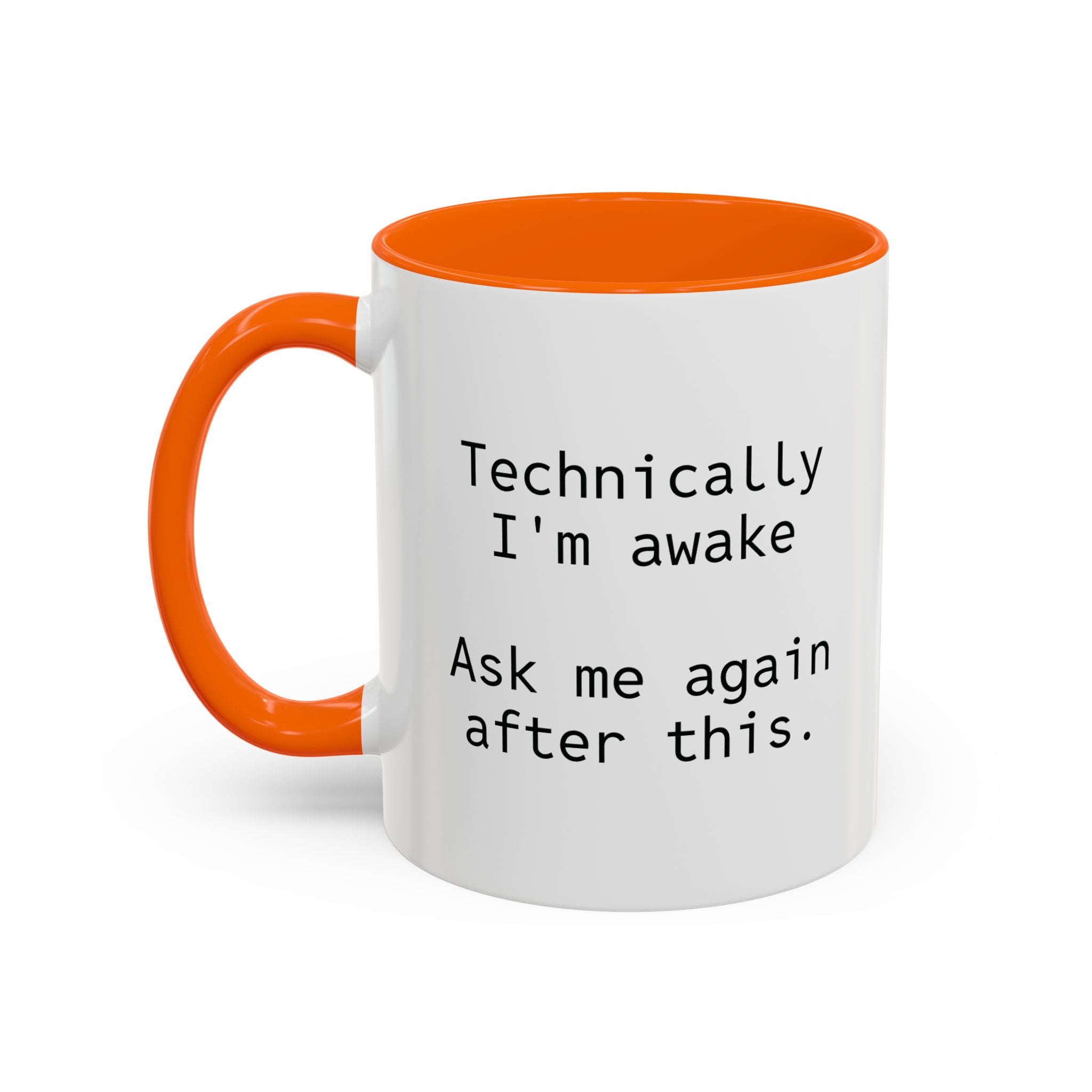 Flat lay of personalized funny coffee mug with coffee beans