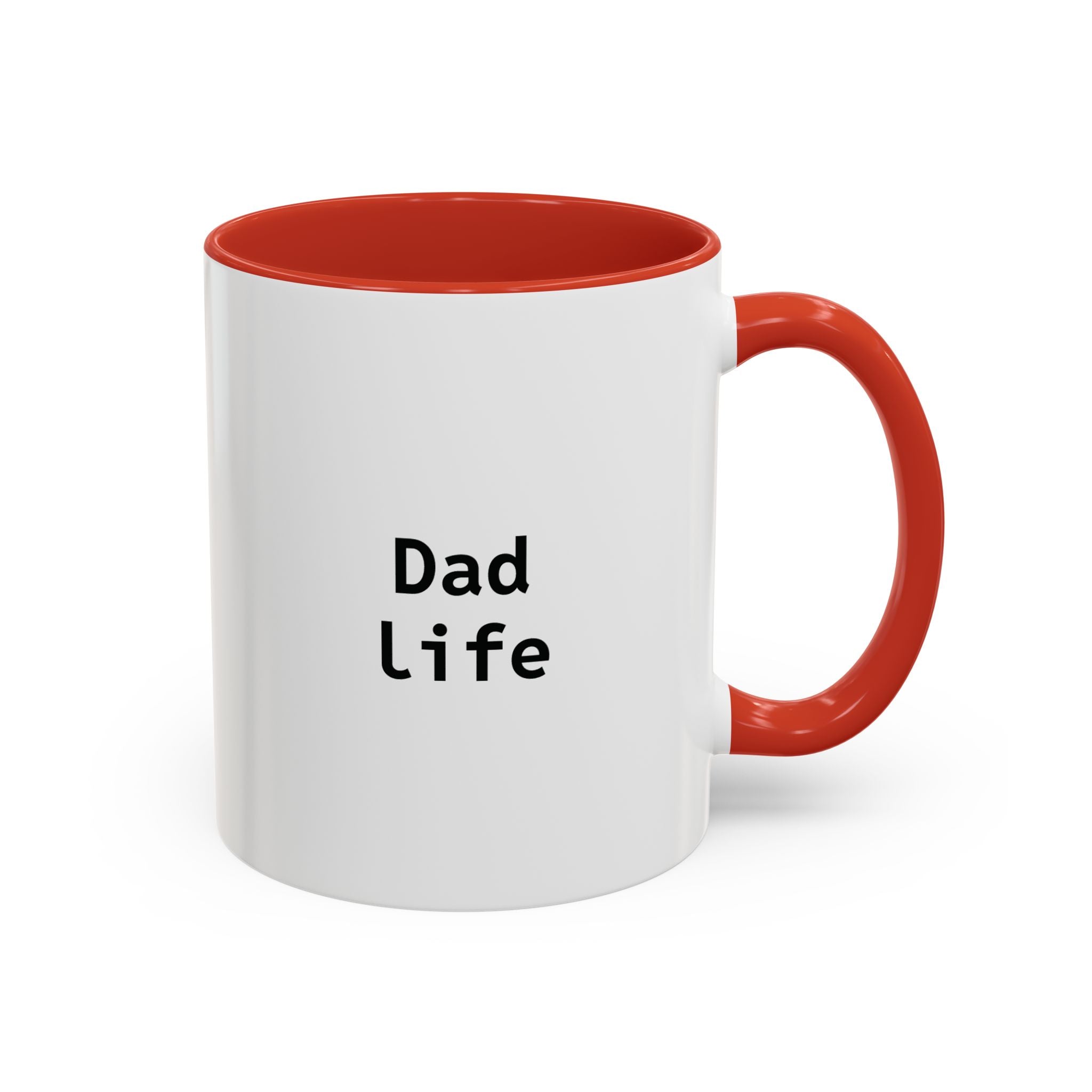 Personalized funny coffee mug with red handle and interior