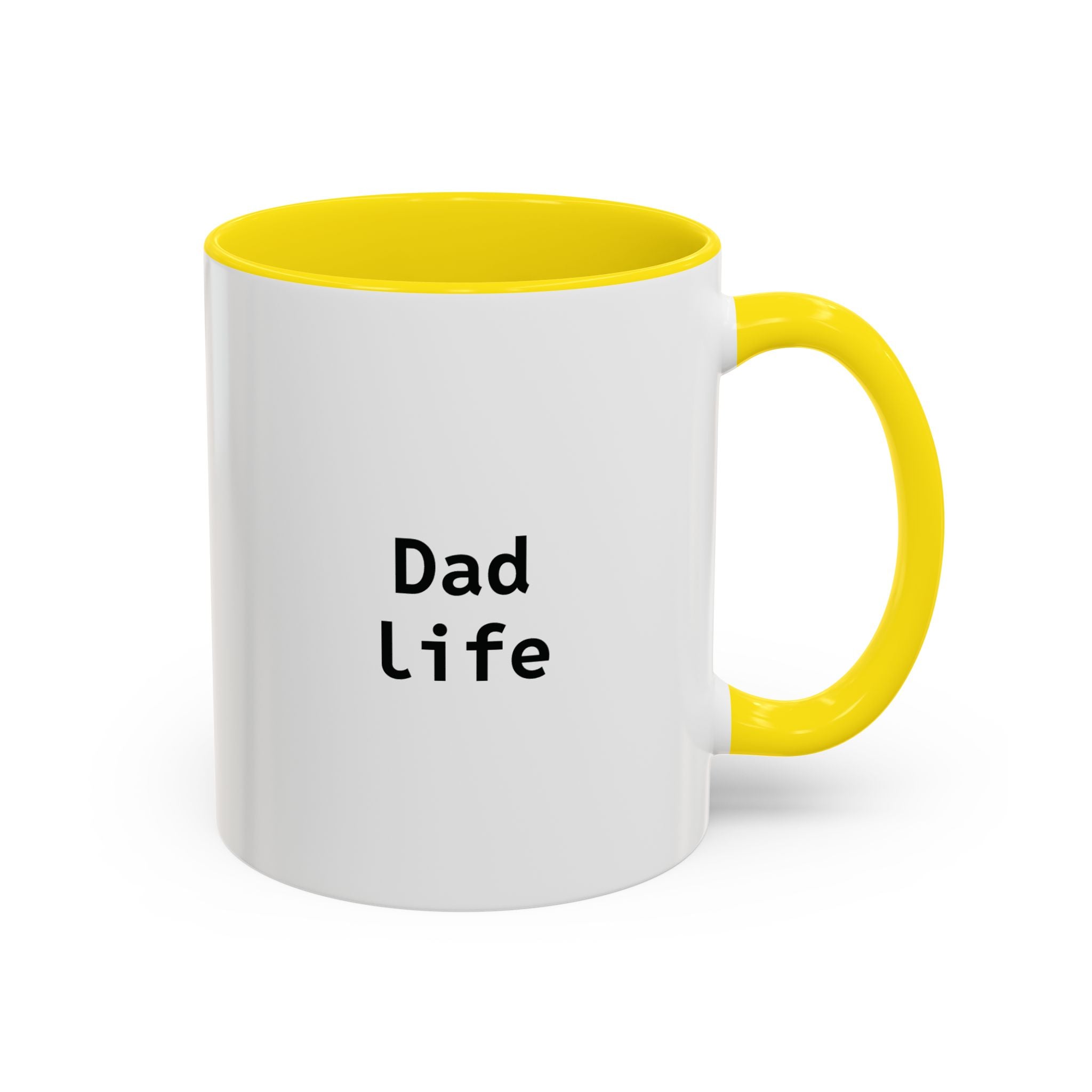 Personalized funny coffee mug with yellow handle and interior